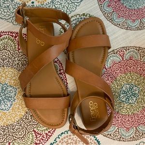 Franco Sarto Brown Leather Sandals Size 8